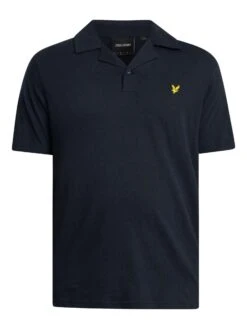 Lyle & Scott Linen Revere Collar Polo Shirt - Dark Navy -Standout Store 56056e