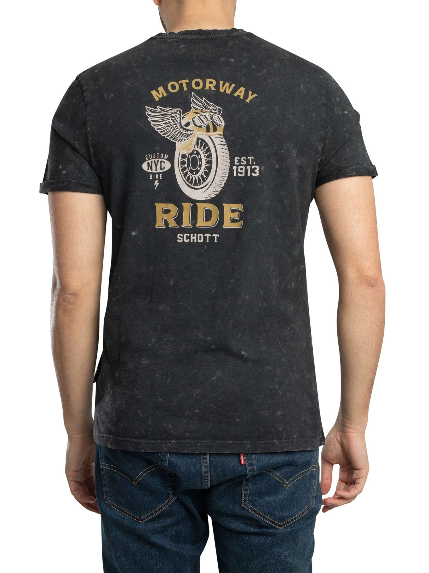 Schott Vintage Back Print T-Shirt - Black Schott Vintage Back Print T-Shirt - Black -Standout Store 56069c