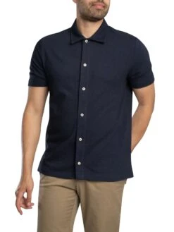GANT Textured Short Sleeved Shirt - Evening Blue
