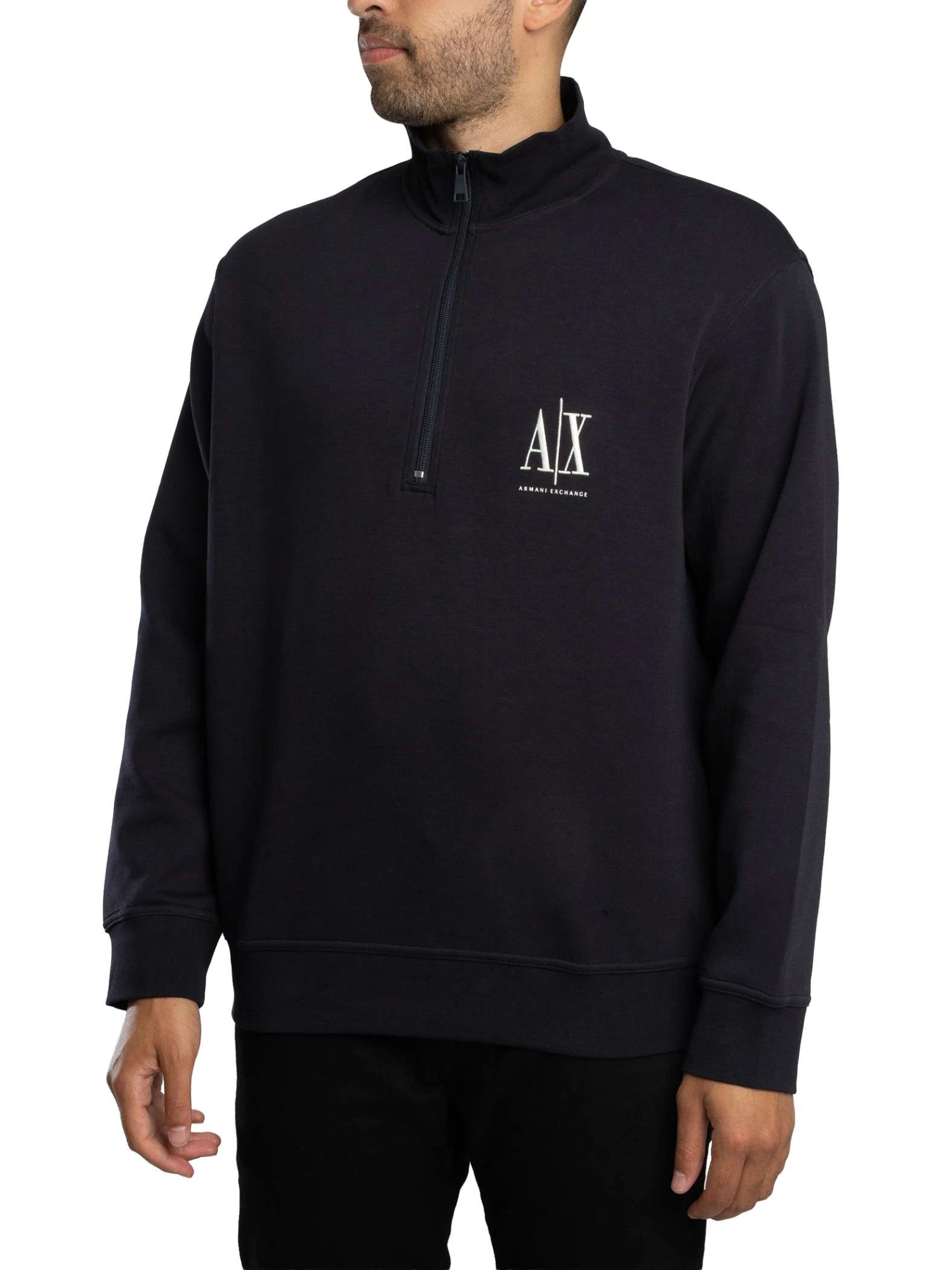 Armani Exchange Chest Logo 1/4 Zip Sweatshirt - Deep Navy Armani Exchange Chest Logo 1/4 Zip Sweatshirt - Deep Navy -Standout Store 56335b