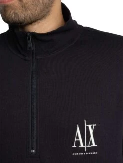 Armani Exchange Chest Logo 1/4 Zip Sweatshirt - Deep Navy 5 Armani Exchange Chest Logo 1/4 Zip Sweatshirt - Deep Navy -Standout Store 56335d