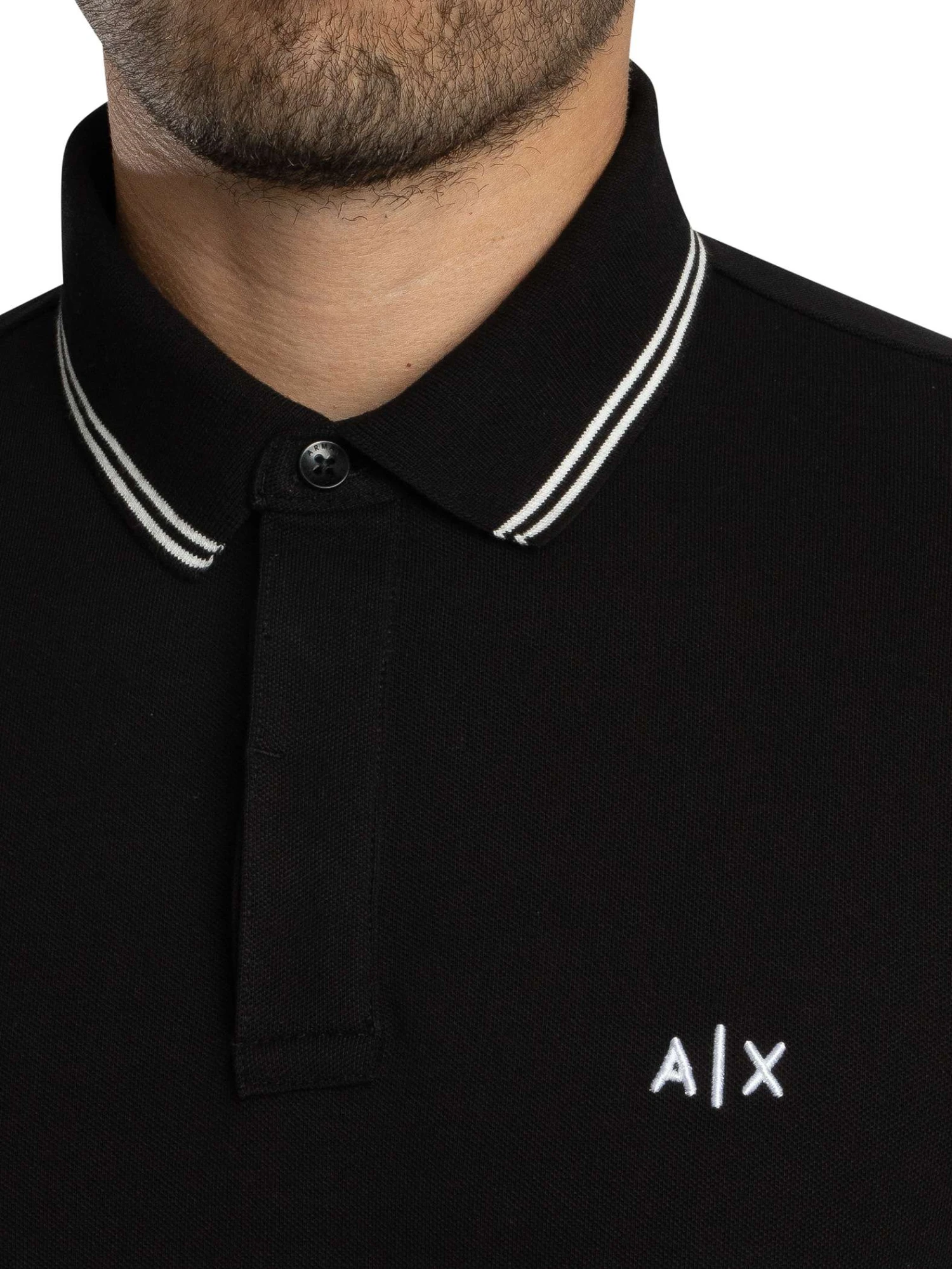 Armani Exchange Double Trim Logo Polo Shirt - Black Armani Exchange Double Trim Logo Polo Shirt - Black -Standout Store 56337d