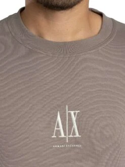 Armani Exchange Embroidered Centre Logo Sweatshirt - Driftwood 5 Armani Exchange Embroidered Centre Logo Sweatshirt - Driftwood -Standout Store 56339d