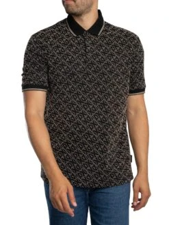 Armani Exchange Logo Pattern Polo Shirt - Black 3 Armani Exchange Logo Pattern Polo Shirt - Black -Standout Store 56346b