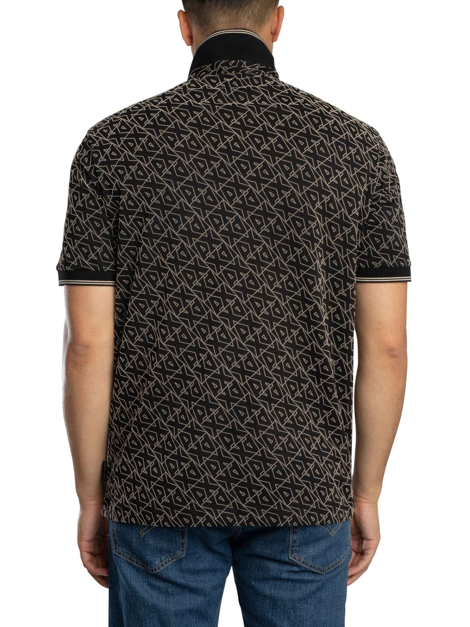 Armani Exchange Logo Pattern Polo Shirt - Black Armani Exchange Logo Pattern Polo Shirt - Black -Standout Store 56346c