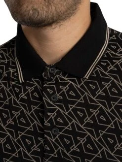 Armani Exchange Logo Pattern Polo Shirt - Black 6 Armani Exchange Logo Pattern Polo Shirt - Black -Standout Store 56346e