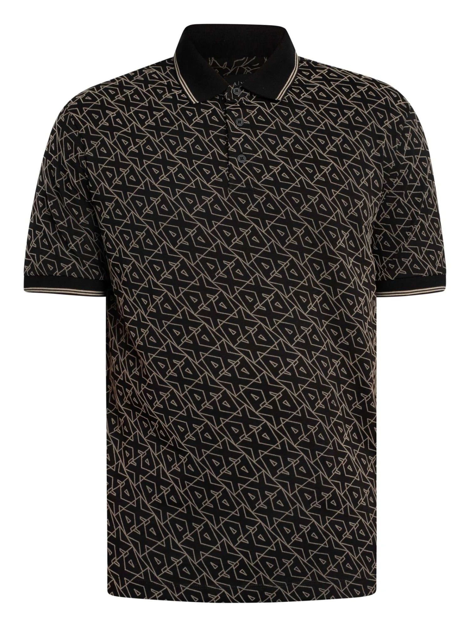 Armani Exchange Logo Pattern Polo Shirt - Black Armani Exchange Logo Pattern Polo Shirt - Black -Standout Store 56346f