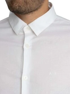 Armani Exchange Logo Woven Slim Shirt - White -Standout Store 56349d