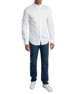 Armani Exchange Logo Woven Slim Shirt - White -Standout Store 56349e