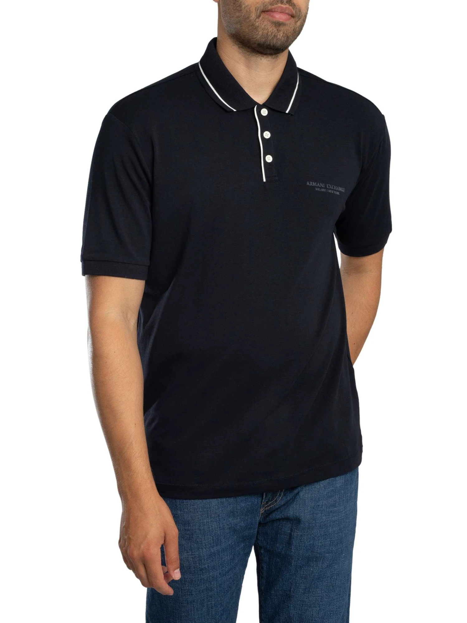 Armani Exchange Trim Logo Polo Shirt - Deep Navy Armani Exchange Trim Logo Polo Shirt - Deep Navy -Standout Store 56351a