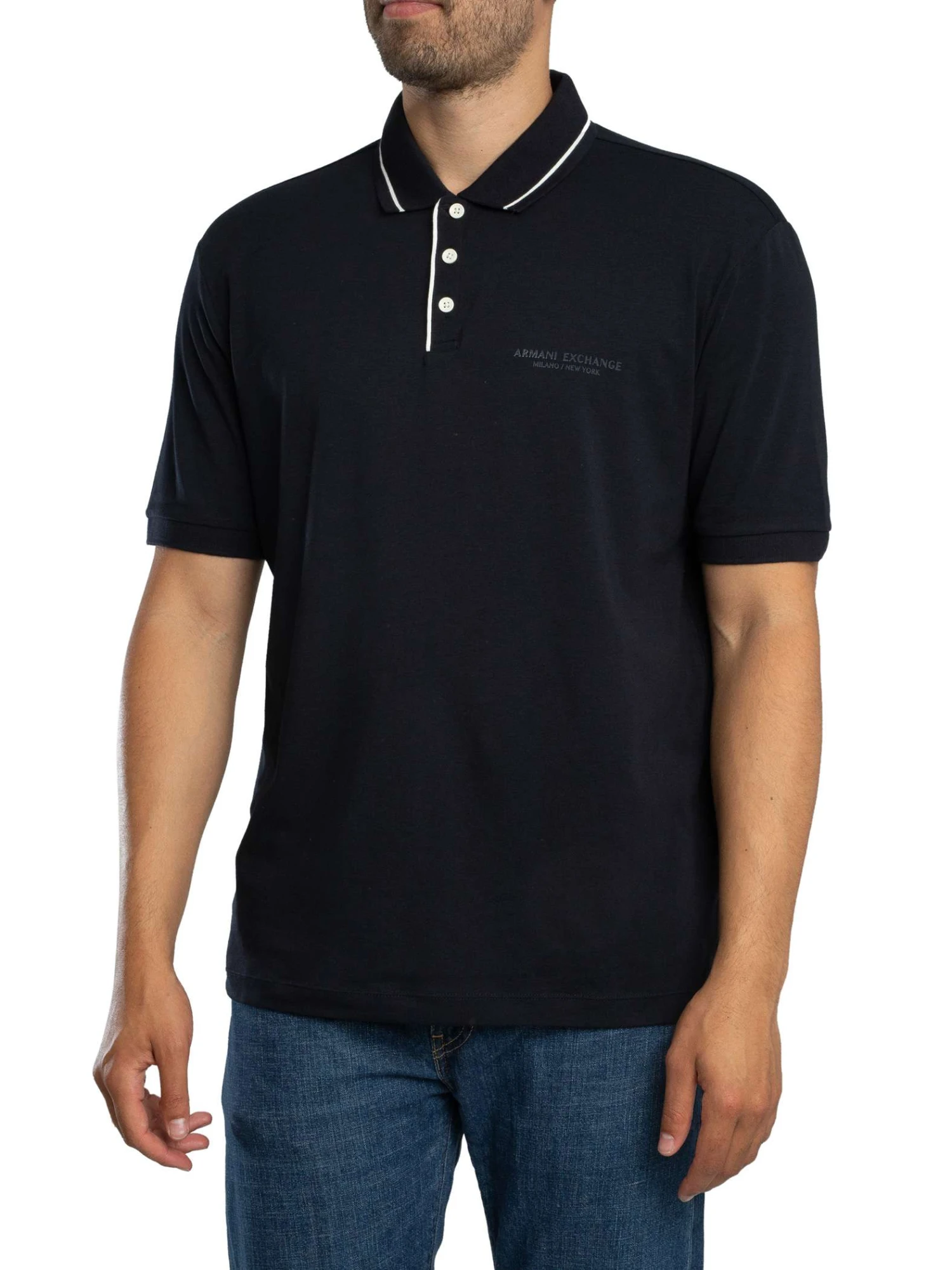 Armani Exchange Trim Logo Polo Shirt - Deep Navy Armani Exchange Trim Logo Polo Shirt - Deep Navy -Standout Store 56351b