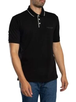Armani Exchange Trim Logo Polo Shirt - Black -Standout Store 56352b