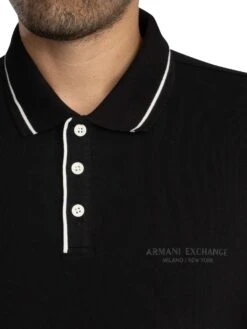 Armani Exchange Trim Logo Polo Shirt - Black -Standout Store 56352d