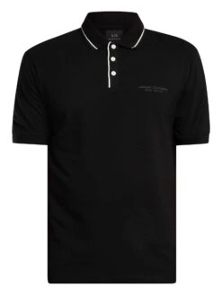 Armani Exchange Trim Logo Polo Shirt - Black -Standout Store 56352e