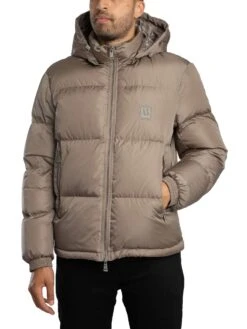 Armani Exchange Woven Down Hooded Jacket - Driftwood