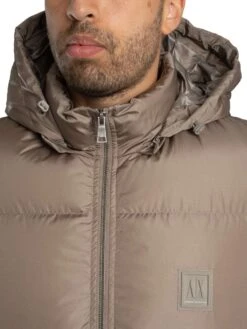 Armani Exchange Woven Down Hooded Jacket - Driftwood -Standout Store 56354e