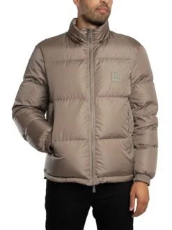 Armani Exchange Woven Down Hooded Jacket - Driftwood -Standout Store 56354g