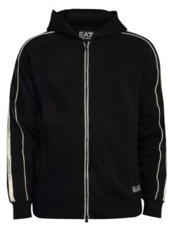EA7 Train Logo Zip Hoodie - Black/White -Standout Store 56391f