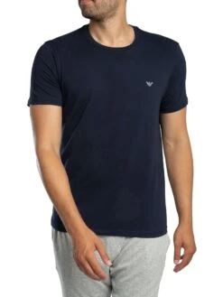 Emporio Armani 2 Pack Lounge Crew Neck Stretch T-Shirt - Grey/Blue -Standout Store 56404h