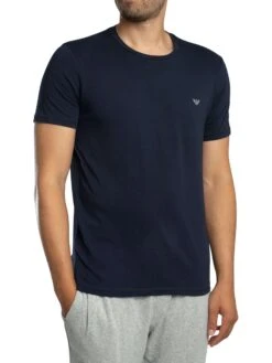 Emporio Armani 2 Pack Lounge Crew Neck Stretch T-Shirt - Grey/Blue -Standout Store 56404i