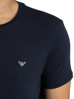 Emporio Armani 2 Pack Lounge Crew Neck Stretch T-Shirt - Grey/Blue -Standout Store 56404k