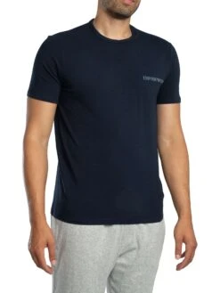 Emporio Armani 2 Pack Stretch Cotton Lounge T-Shirts - Blue/Blue -Standout Store 56554c
