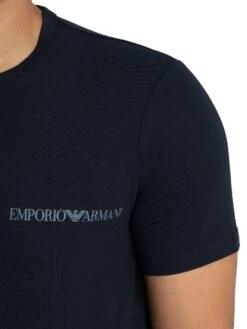 Emporio Armani 2 Pack Stretch Cotton Lounge T-Shirts - Blue/Blue -Standout Store 56554e