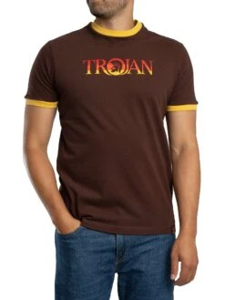 Trojan Logo Ringer T-Shirt - Chocolate