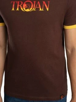 Trojan Logo Ringer T-Shirt - Chocolate -Standout Store 56590d