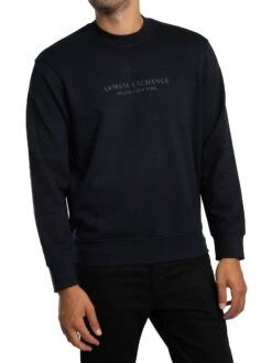 Armani Exchange Raised Logo Sweatshirt - Deep Navy