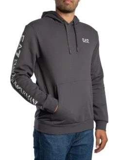 EA7 Logo Sleeve Pullover Hoodie - Asphalt -Standout Store 56713d
