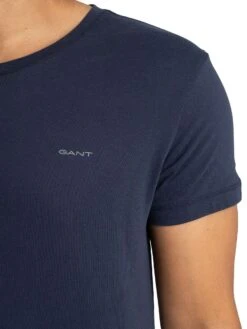 GANT 2 Pack Lounge Crew T-Shirt - Navy/White -Standout Store 56716k