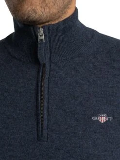 GANT Superfine Lambswool Half Zip Knit - Dark Navy Melange -Standout Store 56723d