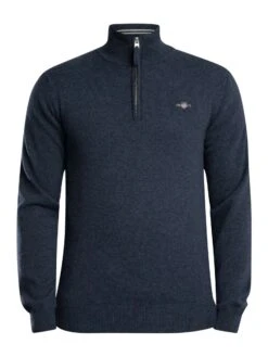 GANT Superfine Lambswool Half Zip Knit - Dark Navy Melange -Standout Store 56723e