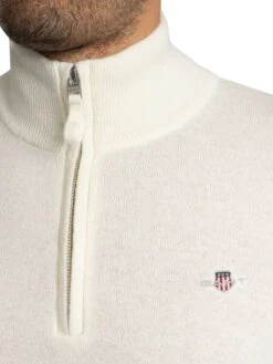 GANT Superfine Lambswool Half Zip Knit - Cream -Standout Store 56725d