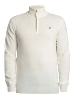 GANT Superfine Lambswool Half Zip Knit - Cream -Standout Store 56725e