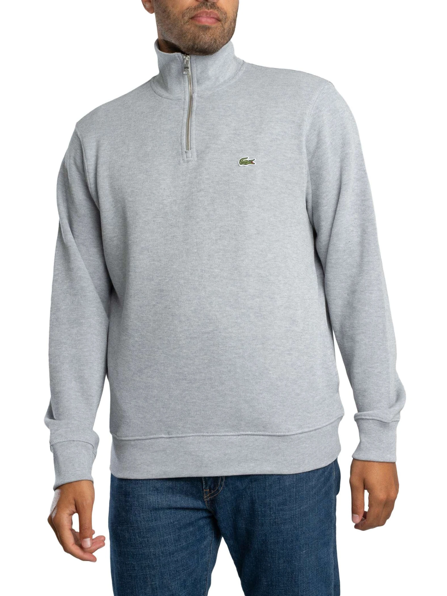 Lacoste Zip Collar Sweatshirt - Light Grey Lacoste Zip Collar Sweatshirt - Light Grey -Standout Store 56734a