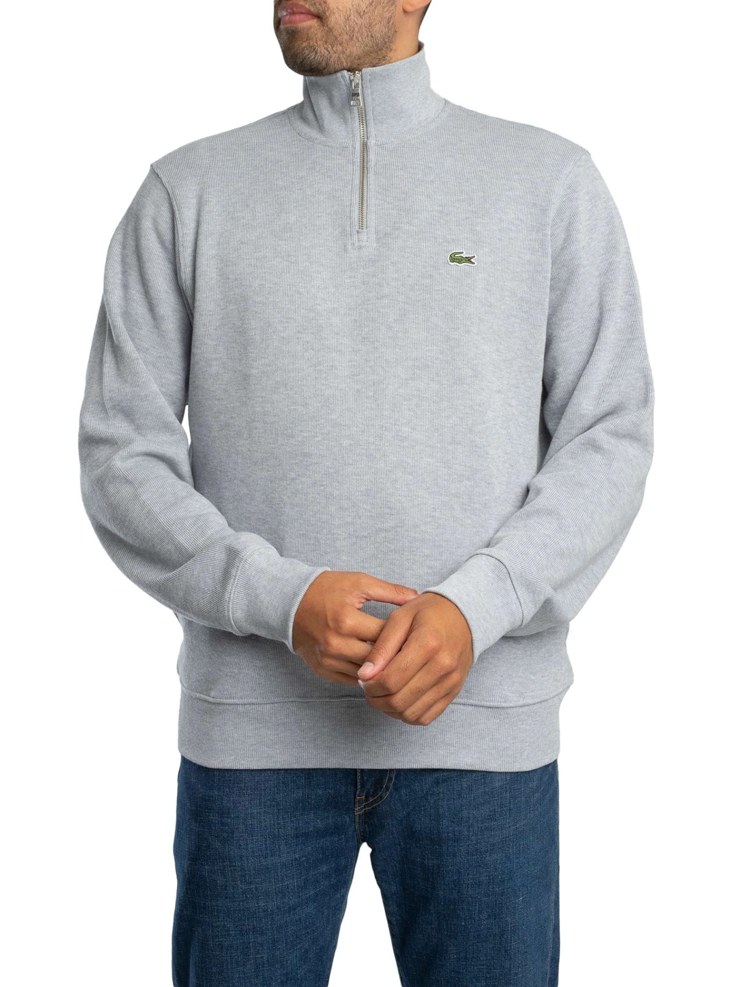 Lacoste Zip Collar Sweatshirt - Light Grey Lacoste Zip Collar Sweatshirt - Light Grey -Standout Store 56734b