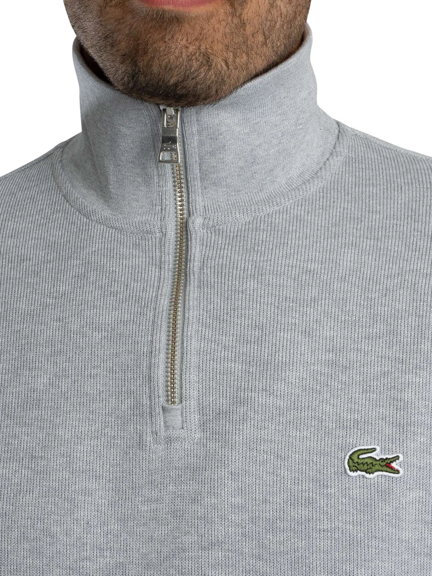 Lacoste Zip Collar Sweatshirt - Light Grey Lacoste Zip Collar Sweatshirt - Light Grey -Standout Store 56734e