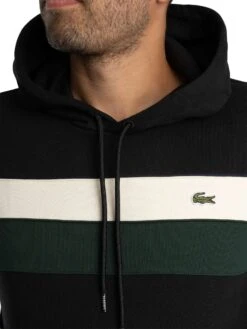 Lacoste Colour Block Fleece Pullover Hoodie - Black/White/Green -Standout Store 56735e