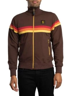 Trojan Retro Stripe Track Jacket - Chocolate