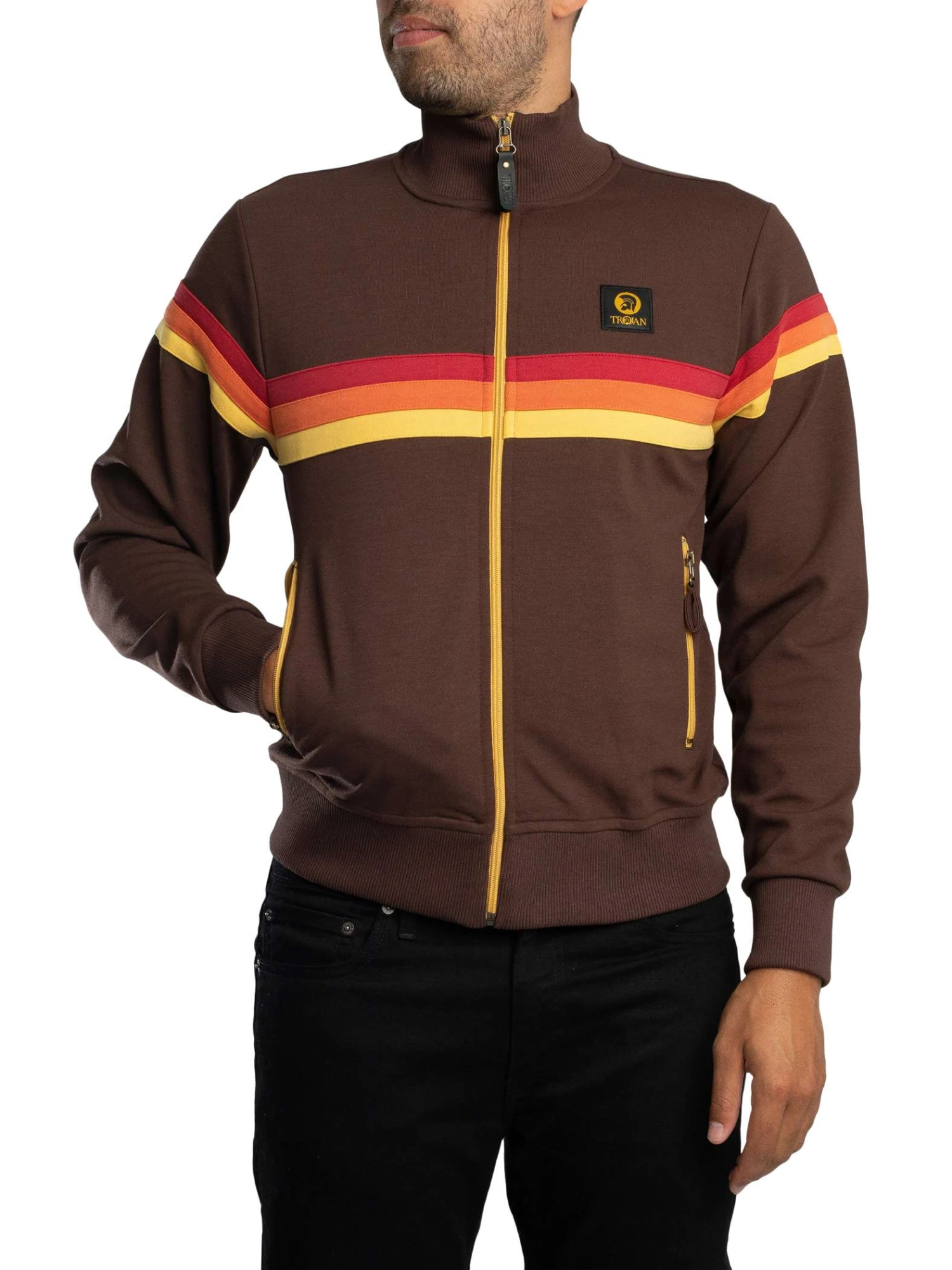 Trojan Retro Stripe Track Jacket - Chocolate Trojan Retro Stripe Track Jacket - Chocolate -Standout Store 56765b