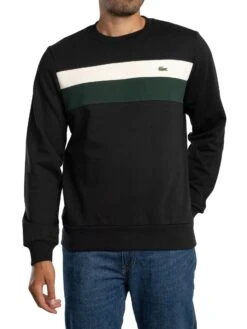 Lacoste Colour Block Sweatshirt - Black/White/Green