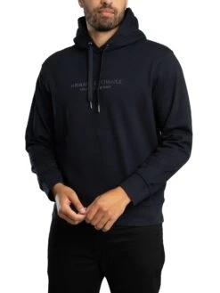 Armani Exchange Brand Graphic Pullover Hoodie - Deep Navy