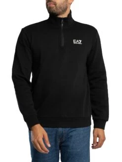 EA7 Chest Logo 1/4 Zip Sweatshirt - Black