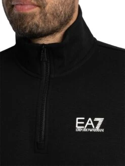EA7 Chest Logo 1/4 Zip Sweatshirt - Black -Standout Store 56886d