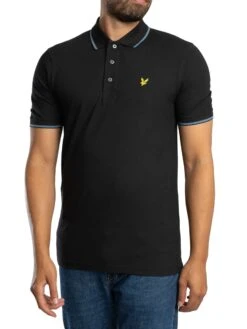 Lyle & Scott Tipped Polo Shirt - Black Ice/Ocean Sky