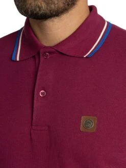 Trojan Three Colour Tipped Pique Polo Shirt - Port -Standout Store 57057d