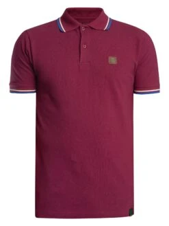 Trojan Three Colour Tipped Pique Polo Shirt - Port -Standout Store 57057f