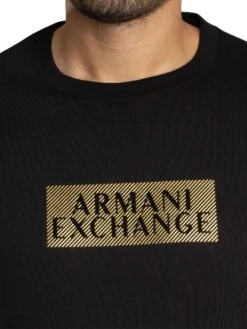 Armani Exchange Diagonal Logo Graphic T-Shirt - Black/Gold -Standout Store 57120d